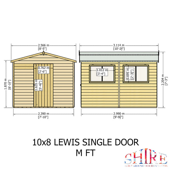Lewis 10x8 Garden Shed 12mm Shiplap T&G