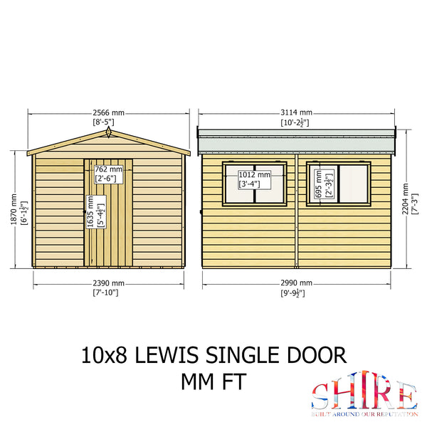 Lewis 10x8 Garden Shed 12mm Shiplap T&G