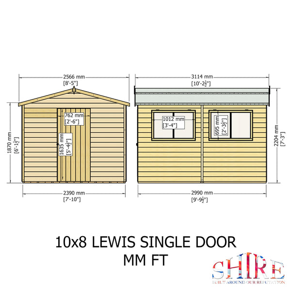 Lewis 10x8 Garden Shed 12mm Shiplap T&G