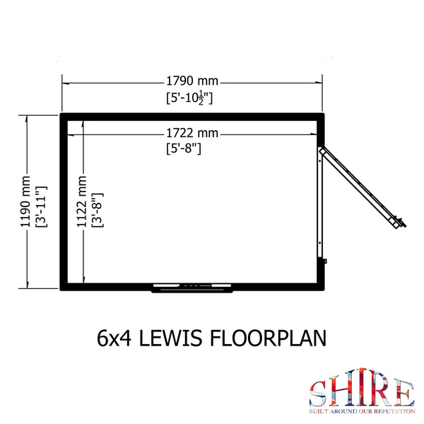 Lewis 6x4 Garden Shed Single Door 12mm T&G