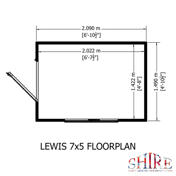 Lewis 7x5 Garden Shed 12mm Shiplap T&G