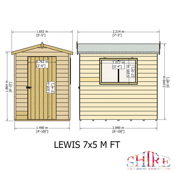 Lewis 7x5 Garden Shed 12mm Shiplap T&G
