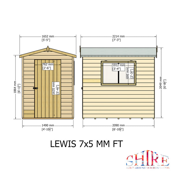 Lewis 7x5 Garden Shed 12mm Shiplap T&G