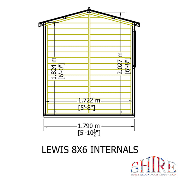Lewis 8x6 Garden Shed 12mm Shiplap T&G