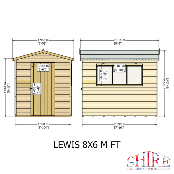 Lewis 8x6 Garden Shed 12mm Shiplap T&G