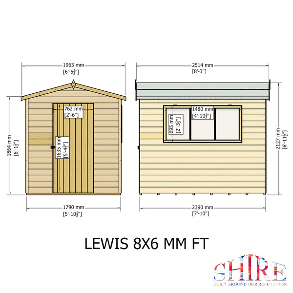 Lewis 8x6 Garden Shed 12mm Shiplap T&G