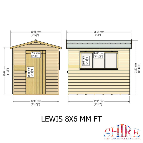 Lewis 8x6 Garden Shed 12mm Shiplap T&G