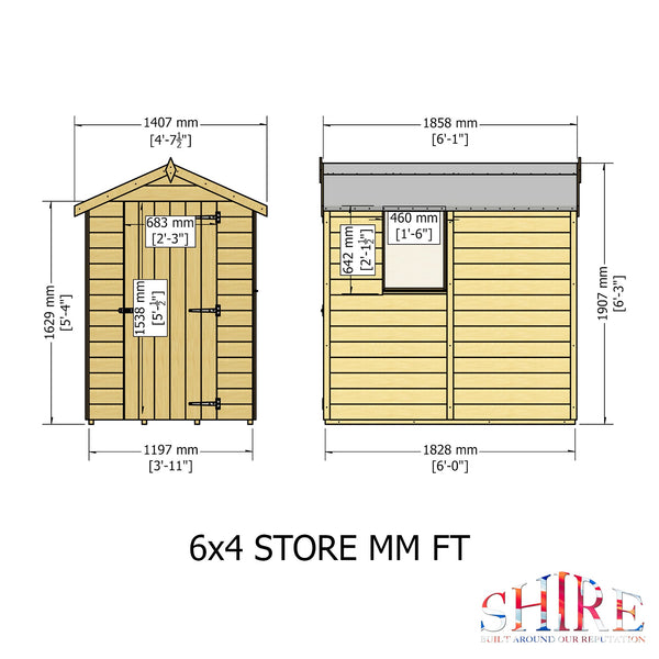 Shire Shetland Shiplap Apex 6x4 12mm interlock Clad wooden Shed
