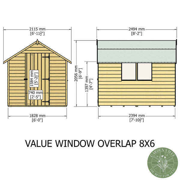 Shire Overlap 8x6 Value with Window Storage Shed