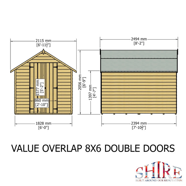 Shire Overlap 8x6 Double Door Economy Storage Shed - Best Shed