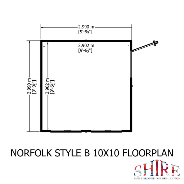 Norfolk Style B 10x12 single door 12mm Shiplap Garden Shed