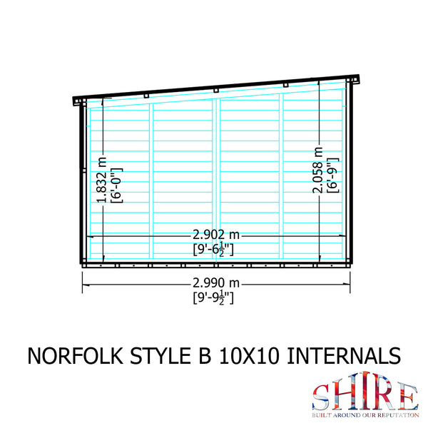 Norfolk Style B 10x12 single door 12mm Shiplap Garden Shed
