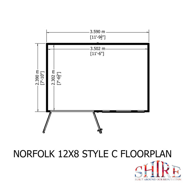 Norfolk 12x8 Double Door 12mm Shiplap Garden Shed