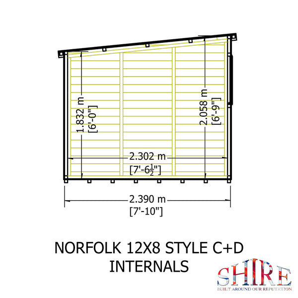 Norfolk 12x8 Double Door 12mm Shiplap Garden Shed