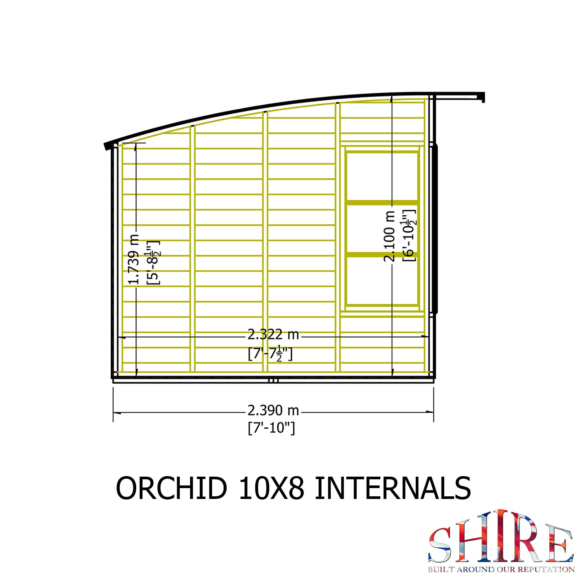 Shire Orchid 10x8G Summerhouse with curved roof - Best Shed