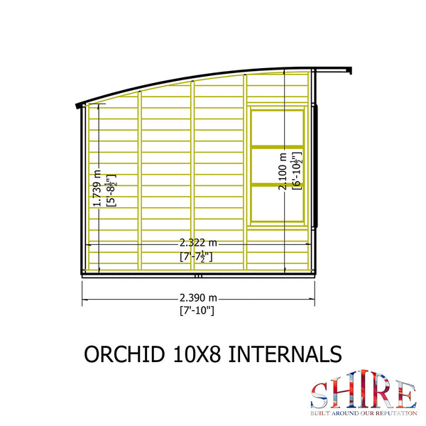 Shire Orchid 10x8G Summerhouse with curved roof - Best Shed