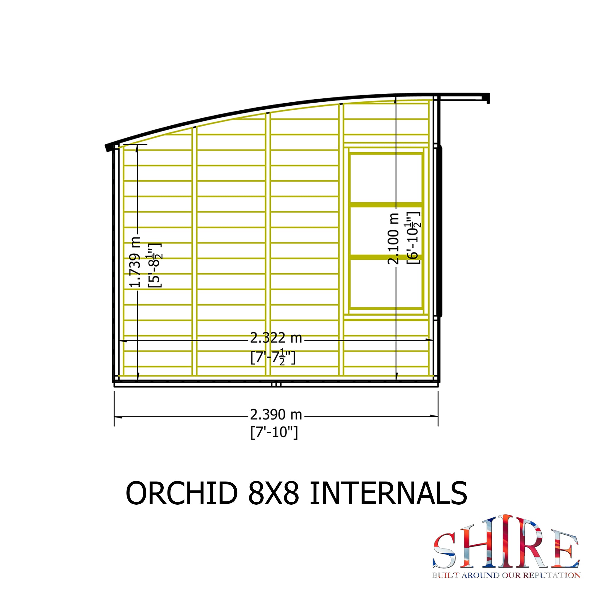 Shire Orchid 8x8G Summerhouse with curved roof - Best Shed