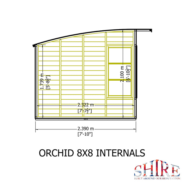 Shire Orchid 8x8G Summerhouse with curved roof - Best Shed