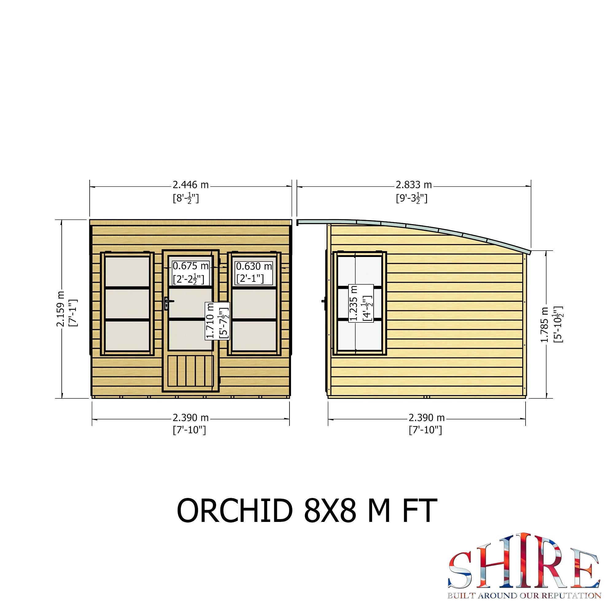 Shire Orchid 8x8G Summerhouse with curved roof - Best Shed