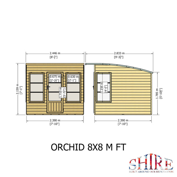 Shire Orchid 8x8G Summerhouse with curved roof - Best Shed