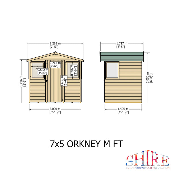Orkney 7x5 Garden Shed 12mm Shiplap T&G