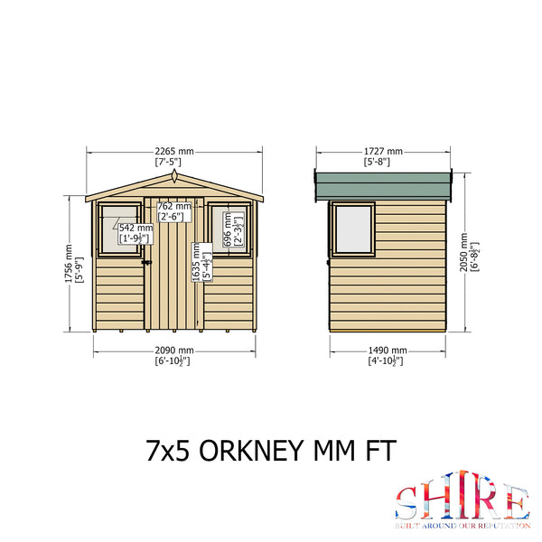 Orkney 7x5 Garden Shed 12mm Shiplap T&G