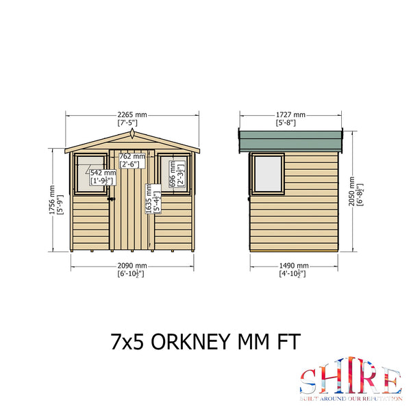 Orkney 7x5 Garden Shed 12mm Shiplap T&G