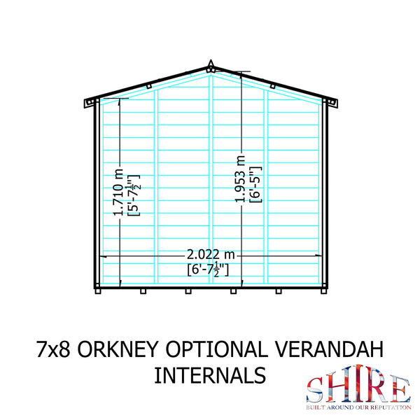 Orkney 7x8 Garden Shed with Veranda 12mm Shiplap T&G