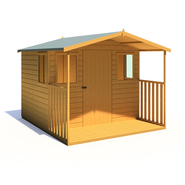 Orkney 8x9 Garden Shed with veranda 12mm Shiplap T&G