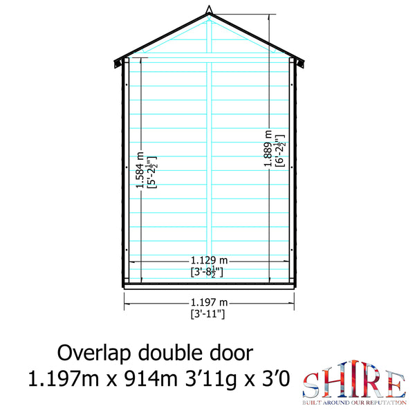 Shire Overlap Double Door 4x3 with Shelves Storage Shed - Best Shed