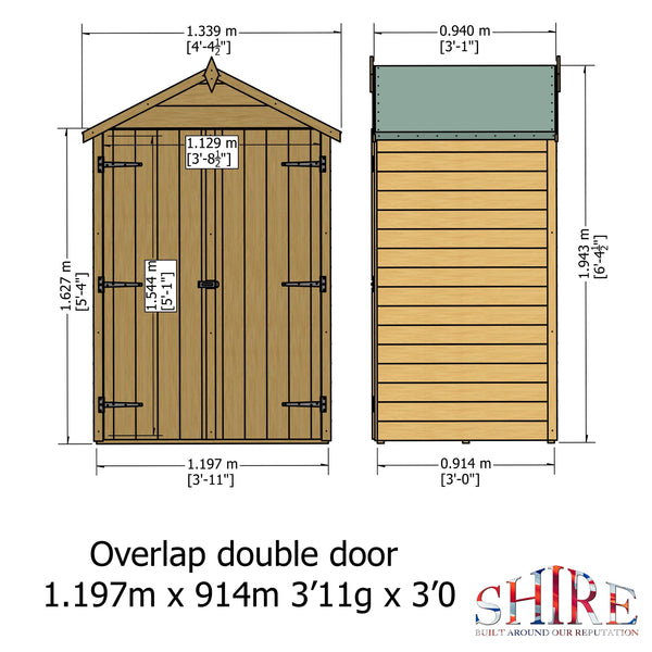 Shire Overlap Double Door 4x3 with Shelves Storage Shed - Best Shed