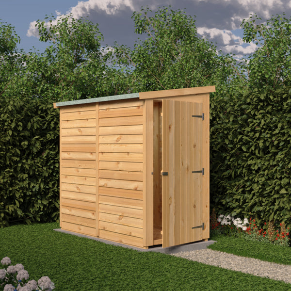 Overlap 6x3 single door pent shed