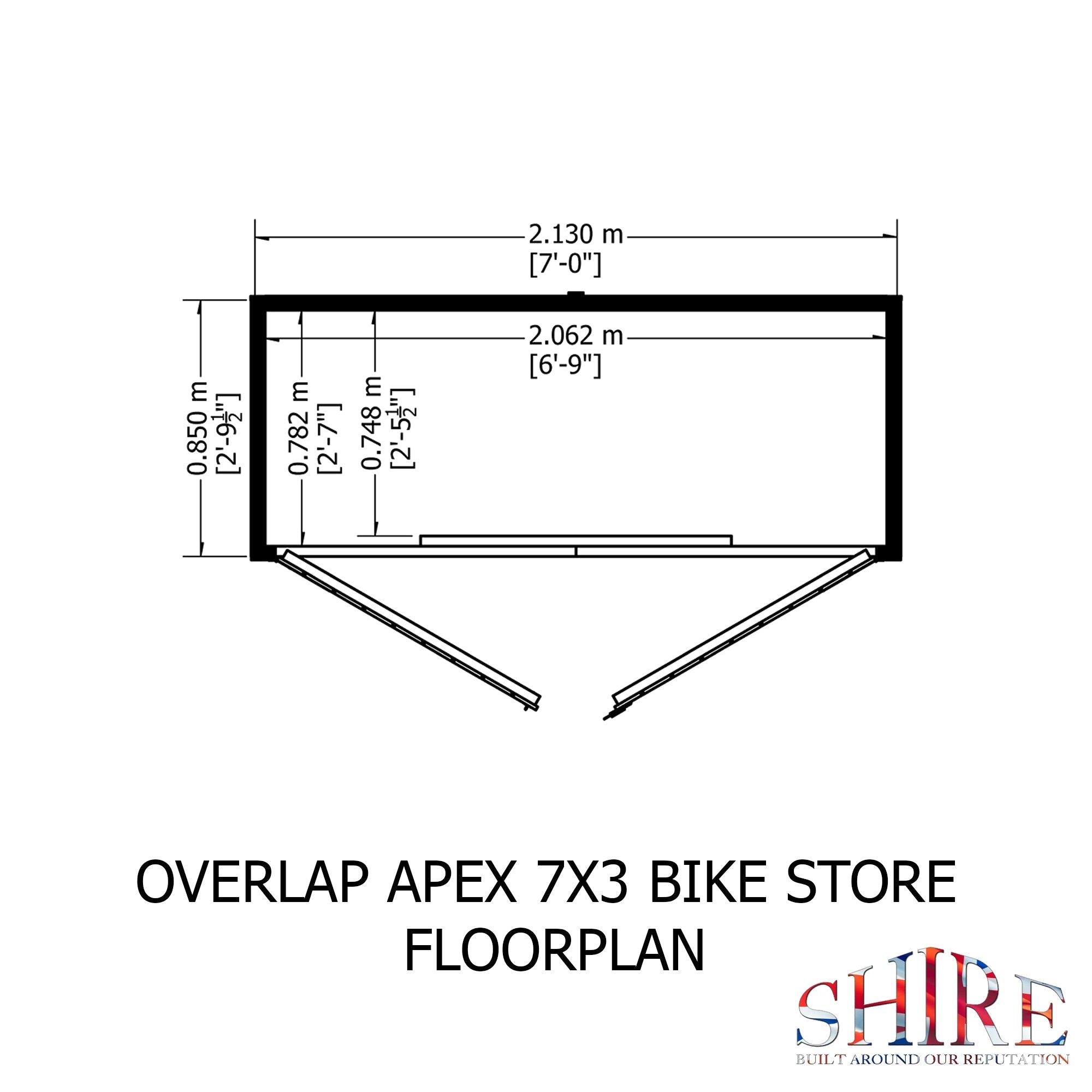 Shire Apex Bike Overlap Store no floor 7x3 - Best Shed