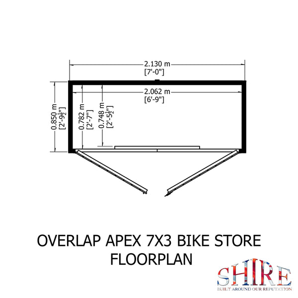 Shire Apex Bike Overlap Store no floor 7x3 - Best Shed