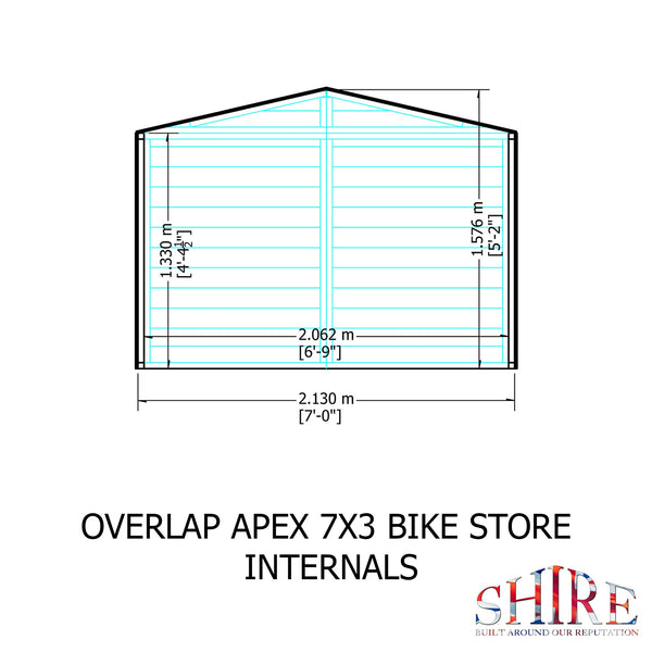 Shire Apex Bike Overlap Store no floor 7x3 - Best Shed