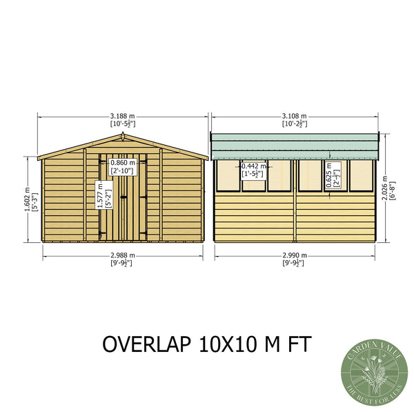Overlap Double Door 10x10 Economy Storage Shed