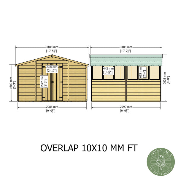 Overlap Double Door 10x10 Economy Storage Shed