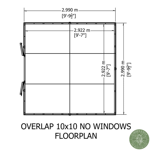 Overlap Double Door No windows 10x10 Economy Storage Shed