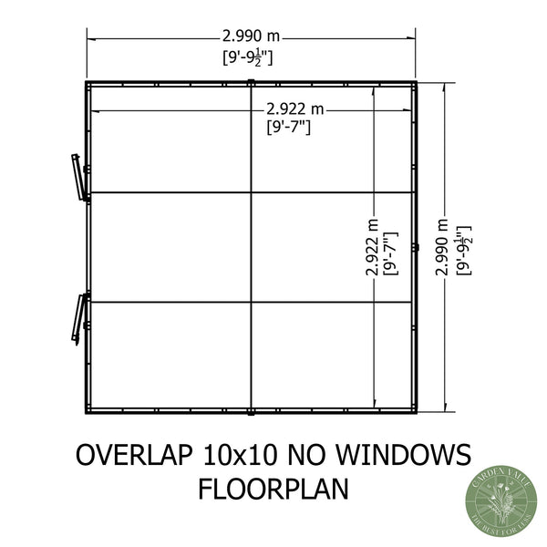 Overlap Double Door No windows 10x10 Economy Storage Shed