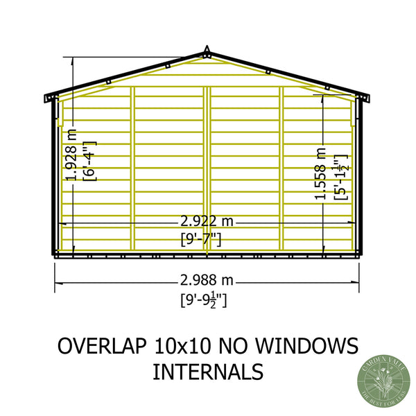 Overlap Double Door No windows 10x10 Economy Storage Shed