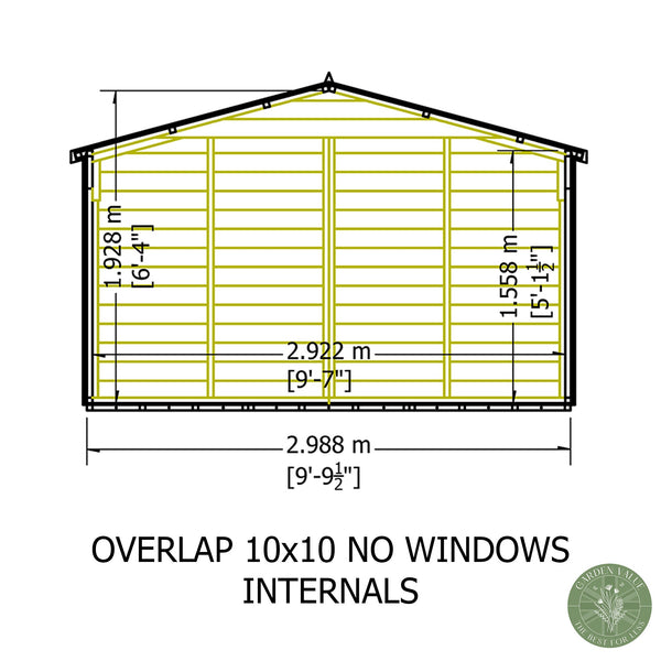 Overlap Double Door No windows 10x10 Economy Storage Shed