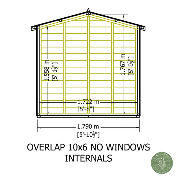 Overlap Double Door No windows 10x6 Storage Shed