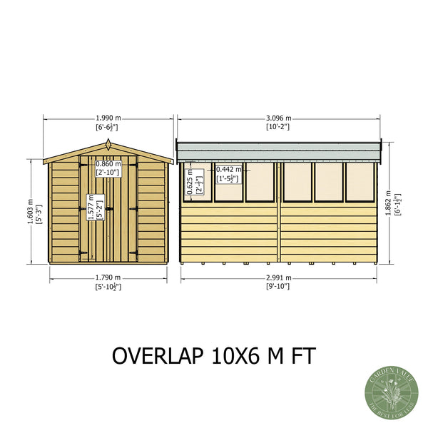 Overlap Double Door 10x6 Storage Shed