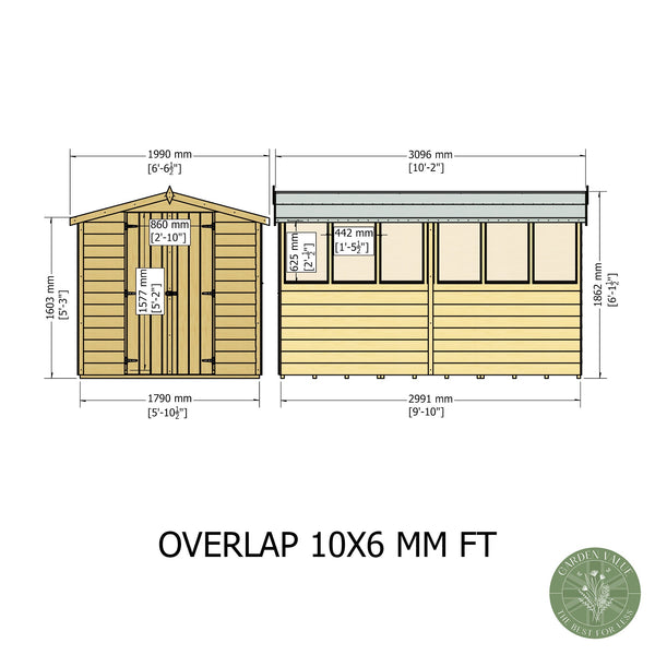 Overlap Double Door 10x6 Storage Shed
