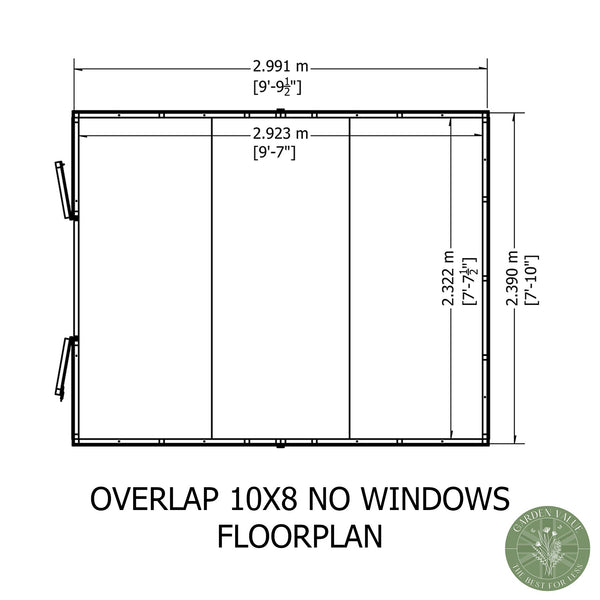 Overlap Double Door No windows 10x8 Storage Shed