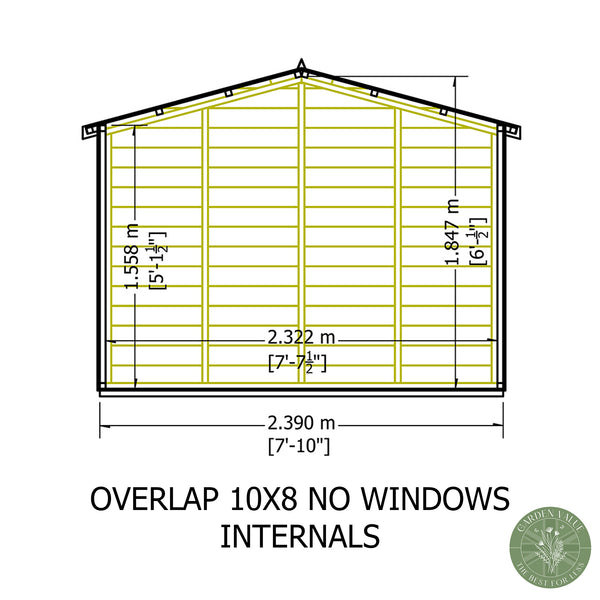 Overlap Double Door No windows 10x8 Storage Shed