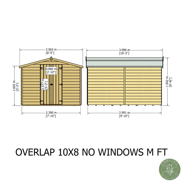Overlap Double Door No windows 10x8 Storage Shed