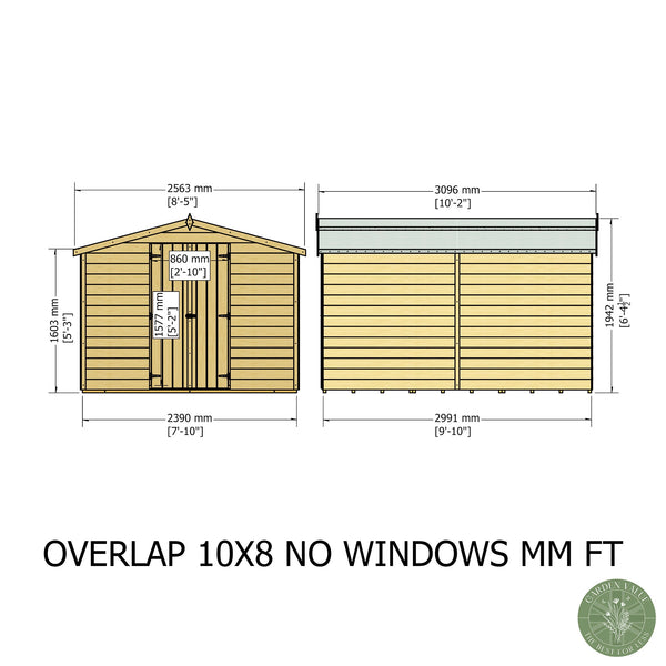 Overlap Double Door No windows 10x8 Storage Shed