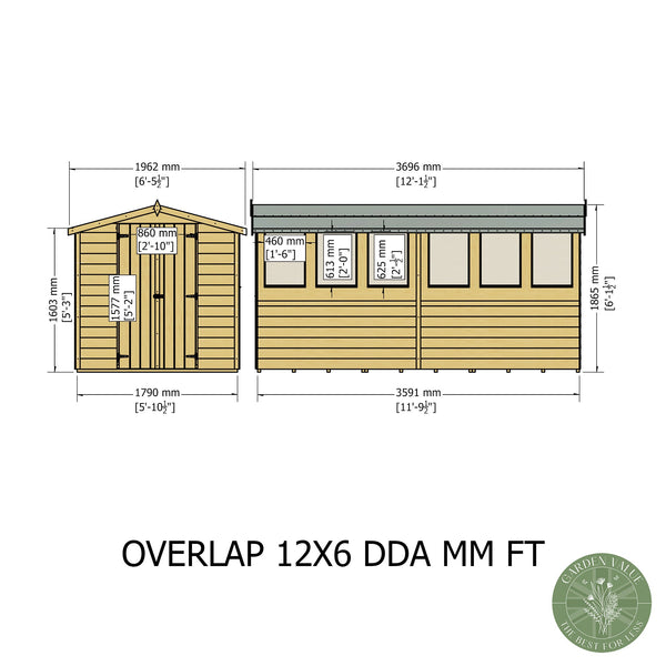 Overlap Double Door 12x6 Storage Shed