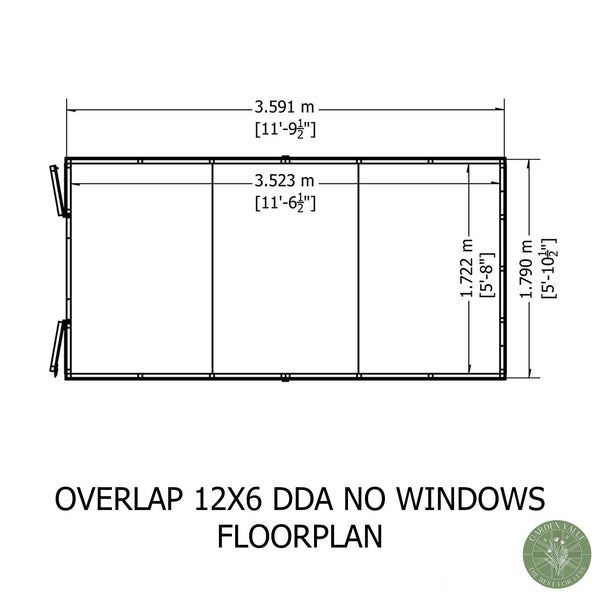 Overlap Double Door No windows 12x6 Storage Shed